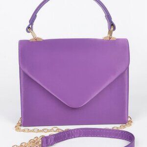 Satin Top Handle Flap Crossbody Bag